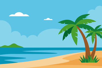 Fototapeta na wymiar beach with palm trees