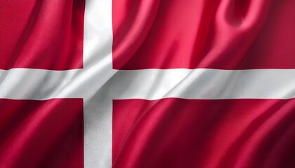 Vibrant Denmark flag waving with luxurious satin texture - Patriotic and cultural symbol
