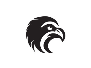 Logo of an eagle in black and white with a vector design. Black Eagle silhouette isolated on white background. Eagle head vector illustration.