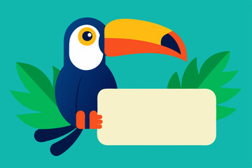 toucan bird with blank sign