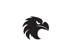 Logo of an eagle in black and white with a vector design. Black Eagle silhouette isolated on white background. Eagle head vector illustration.