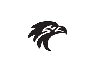 Logo of an eagle in black and white with a vector design. Black Eagle silhouette isolated on white background. Eagle head vector illustration.