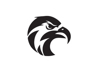 Logo of an eagle in black and white with a vector design. Black Eagle silhouette isolated on white background. Eagle head vector illustration.