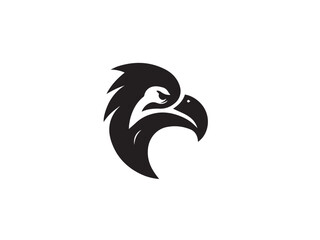 Obraz premium Logo of an eagle in black and white with a vector design. Black Eagle silhouette isolated on white background. Eagle head vector illustration.