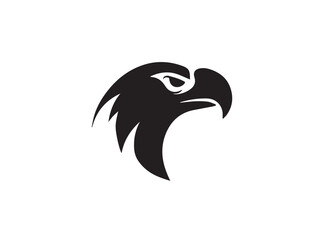 Logo of an eagle in black and white with a vector design. Black Eagle silhouette isolated on white background. Eagle head vector illustration.