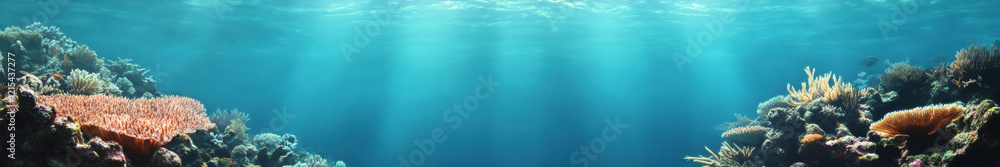Poster abstract background with underwater theme, web site header or footer template