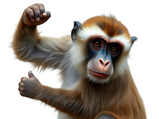Obraz premium Playful Monkey Showing Thumbs Up and Fist