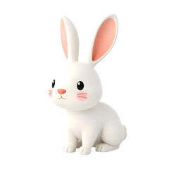 Fototapeta premium Cute Cartoon White Rabbit 3D Render