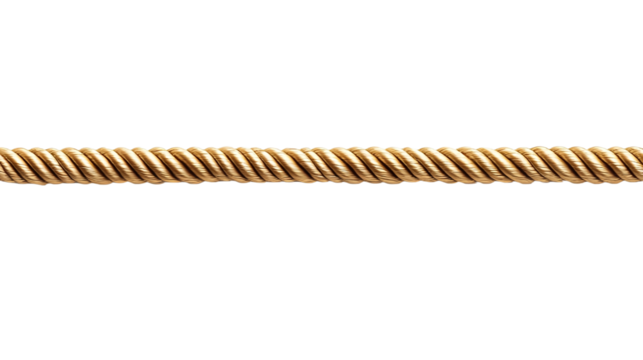 rough braided horizontal hemp rope on transparent background
