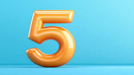 Bright orange number five on blue background, perfect for modern designs