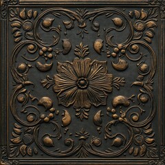 Gold leafed design with a flower in the center