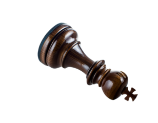 Isolated image of chess pieces falling on the board