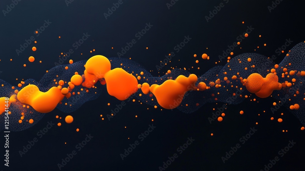 Poster abstract orange liquid flowing dynamically across dark background