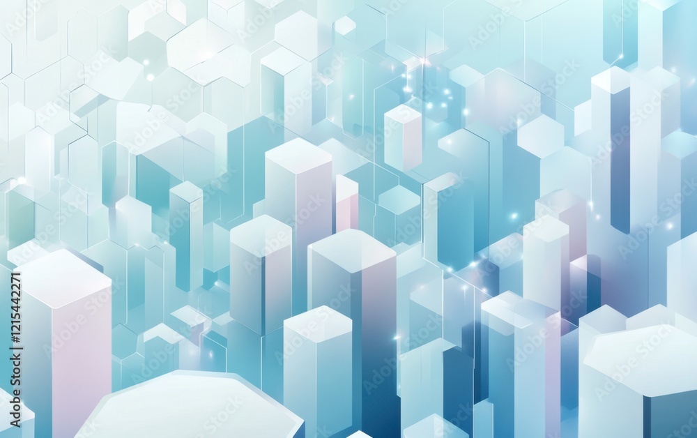 Poster abstract light blue background with hexagons and medical technology concepts generative ai