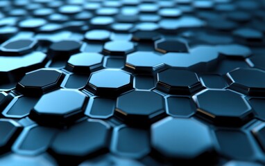Fototapeta premium Abstract background with hexagons and a light blue color, a technology or medical concept banner Generative AI