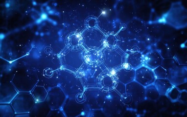 Abstract light blue background with hexagons and dots for a medical or technology concept Generative AI