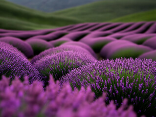 Naklejka premium Lavender fields bloom under the sun in spring