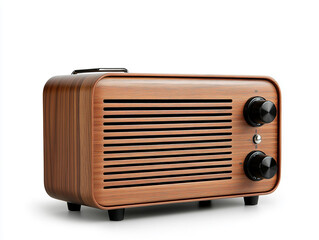 Fototapeta premium Vintage radio with wood finish and classic knobs