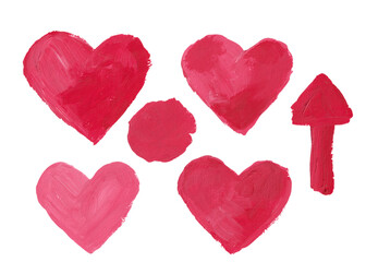 Red And Pink Watercolor Hearts And Arrow Upward isolated from background