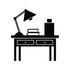 study table silhouette vector illustration