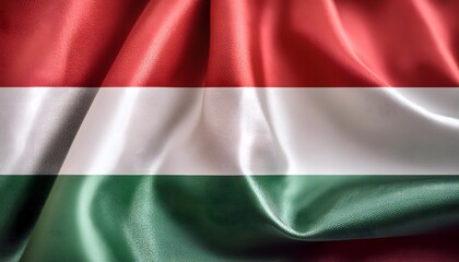 Vibrant Hungary flag waving with luxurious satin texture - Patriotic and cultural symbol