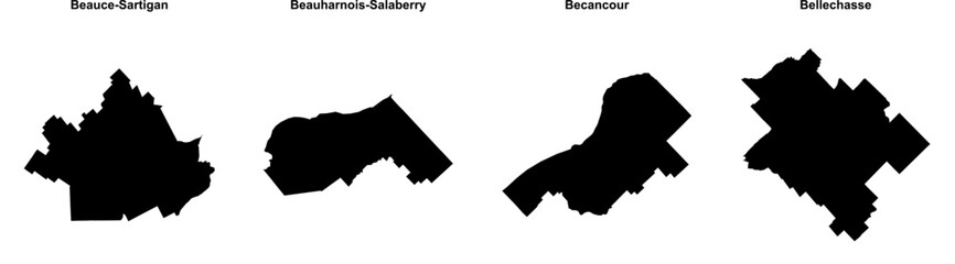 Beauce-Sartigan, Beauharnois-Salaberry, Becancour, Bellechasse outline maps