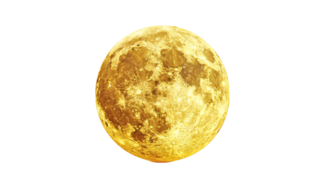 Yellow moon 3D render icon isolated on white background
