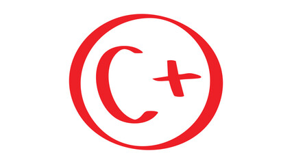 C+ Grade Symbol – Handwritten Academic Mark in Red Circle