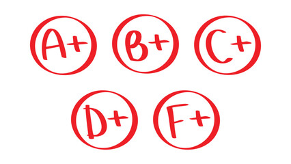 Positive Grading Symbols – A+ to F+ Handwritten School Marks,