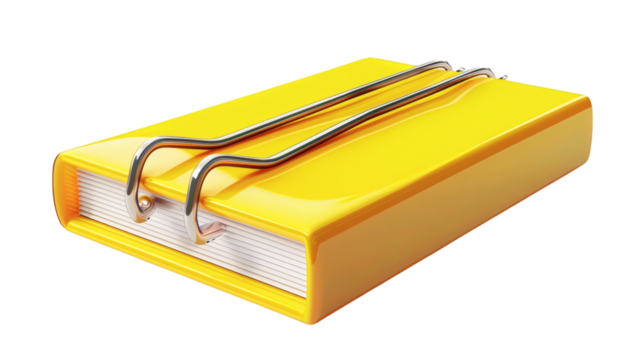 Yellow note paper with clip 3D render icon isolated on white background