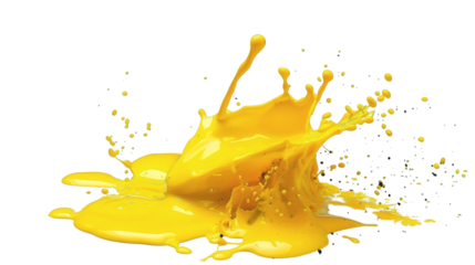 Yellow paint splashes watercolor isolated on white background