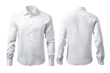 Men's white shirt front and back. Transparent bottom