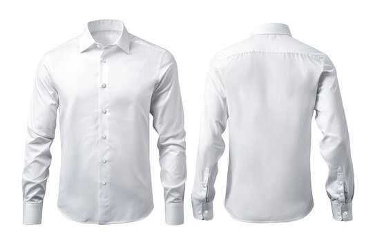 Men's white shirt front and back. Transparent bottom