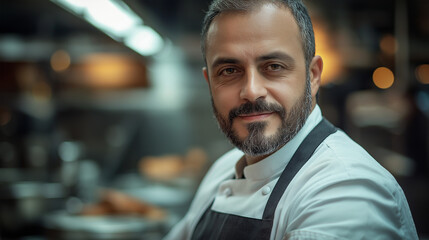 Fototapeta premium Charismatic chef in a high-end kitchen