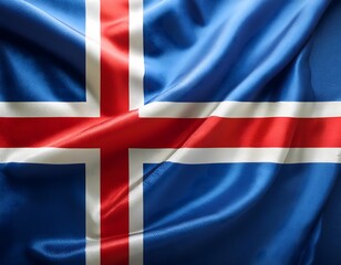 Obraz premium Vibrant Iceland flag waving with luxurious satin texture - Patriotic and cultural symbol