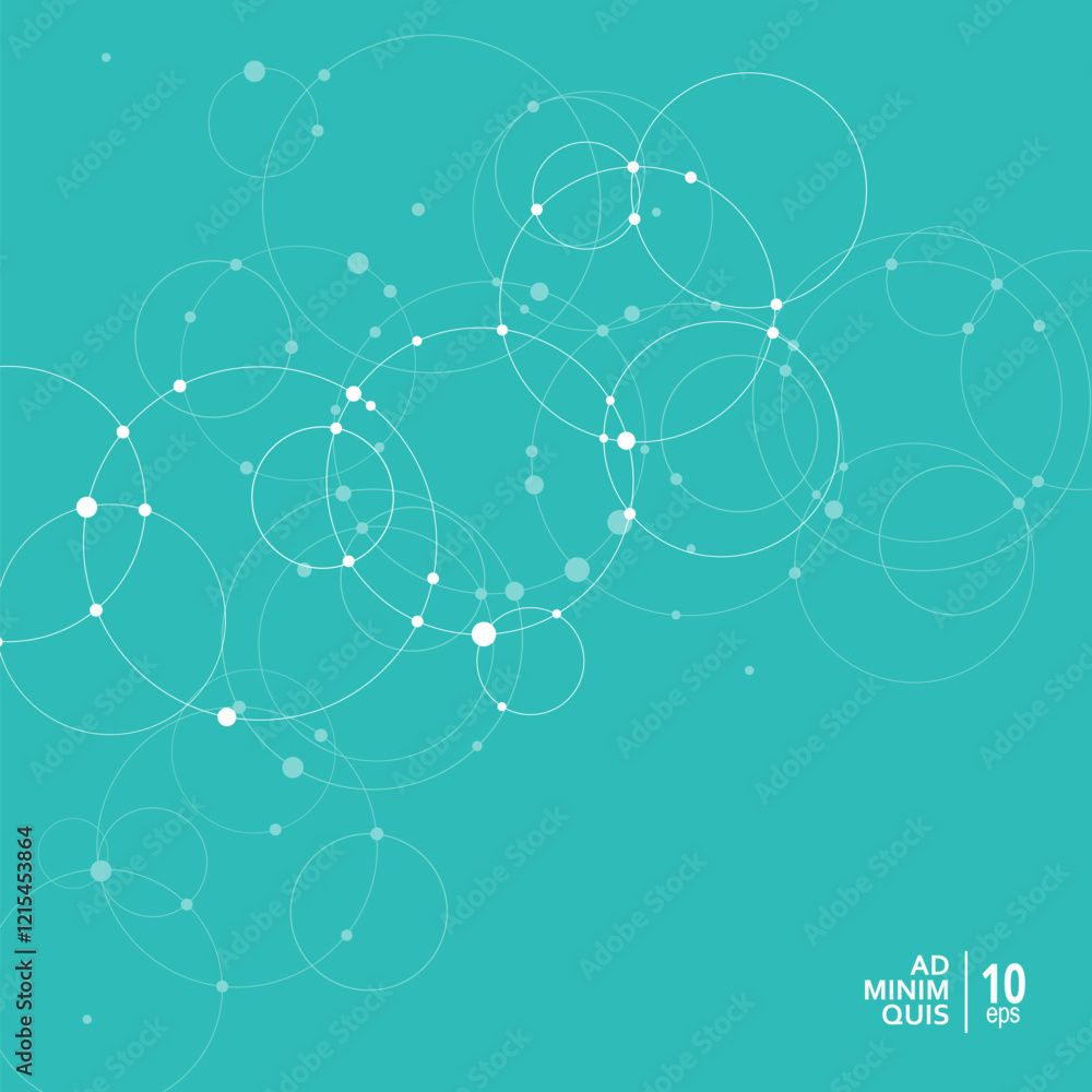 Aufkleber Abstract vector geometric illustration background with connected lines and dots and circles