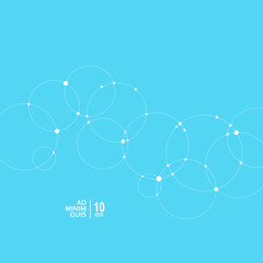 Abstract background with overlapping circles and dots. Chaotic motion