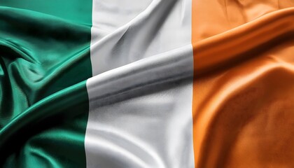 Obraz premium Vibrant Ireland flag waving with luxurious satin texture - Patriotic and cultural symbol