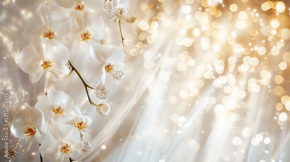 Poster white orchids with sparkling lights create an elegant atmosphere for a special event