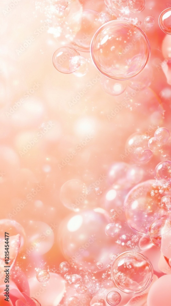 Poster bubbles floating in soft pastel colors create a tranquil atmosphere in a serene setting
