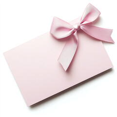 Pink Gift Card with Satin Bow for Valentine's Day
