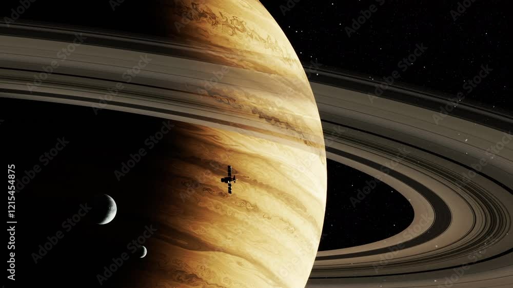 Canvas Prints satellite in space passing planet, 3d animatio