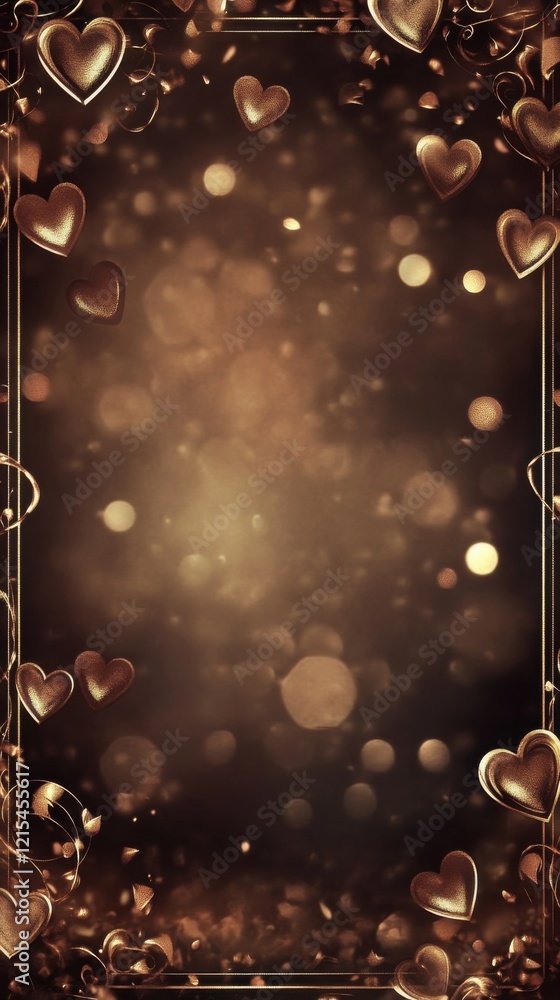 Poster decorative hearts and shimmering lights create an enchanting background for romantic occasions and c