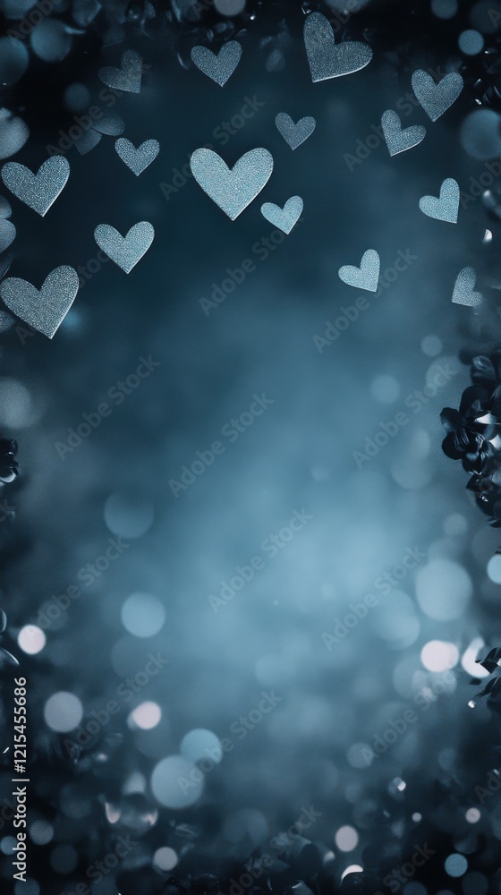 Aufkleber decorative hearts and shimmering patterns create a romantic atmosphere in a soft blue background for