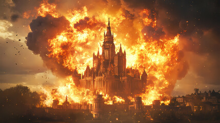 dramatic fiery majestic explosion