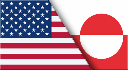 Fototapeta premium Flags of USA and Greenland. Two Flags Together United States and Greenlandic