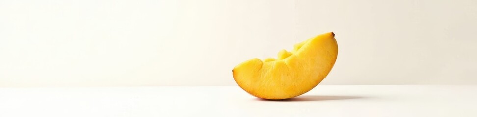 Plump and succulent ripe mango suspended in mid-air against a pure white background, juicy, fresh