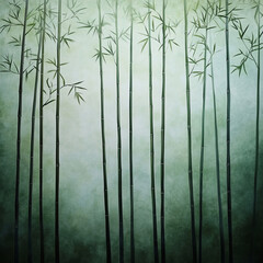 Serene bamboo grove enveloped in misty atmosphere