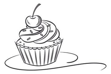 Cupcake Vector Art on White. Perfect for Sweet Designs