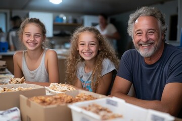 Family gathering excitement during dinner on a moving boxes with laughter and shared moments captured among friends and family in a cozy setting